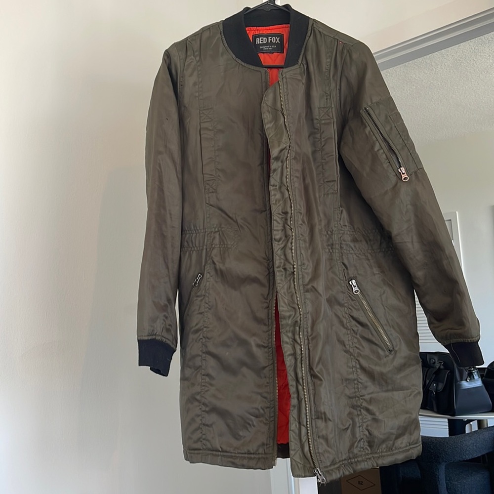 Red fox long bomber jacket
